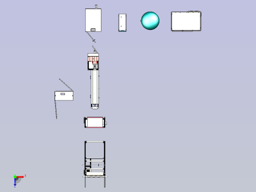 熔喷布设备图纸3D设备模型俯视缩略图