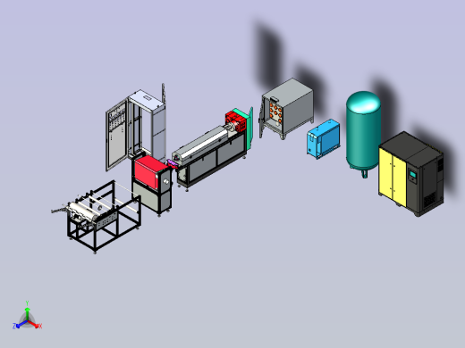 熔喷布设备图纸3D设备模型正等轴测缩略图