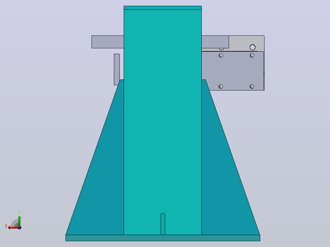 重型焊接H型钢梁翻转装置3D图纸 Solidworks设计后视图