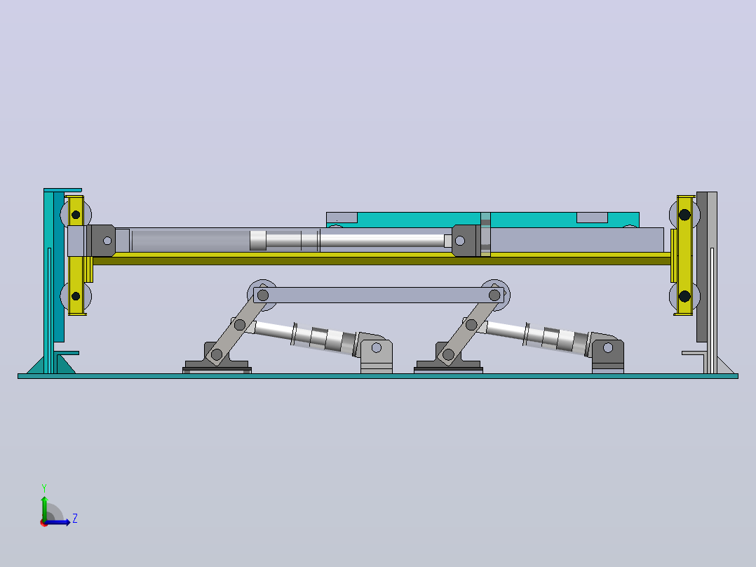 重型焊接H型钢梁翻转装置3D图纸 Solidworks设计左视图