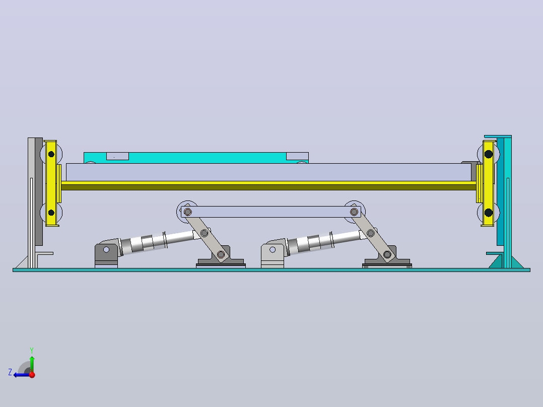 重型焊接H型钢梁翻转装置3D图纸 Solidworks设计右视图