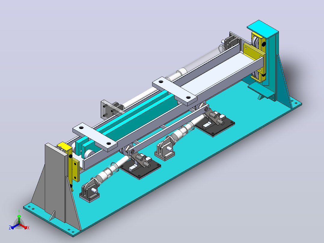 重型焊接H型钢梁翻转装置3D图纸 Solidworks设计正等轴测图