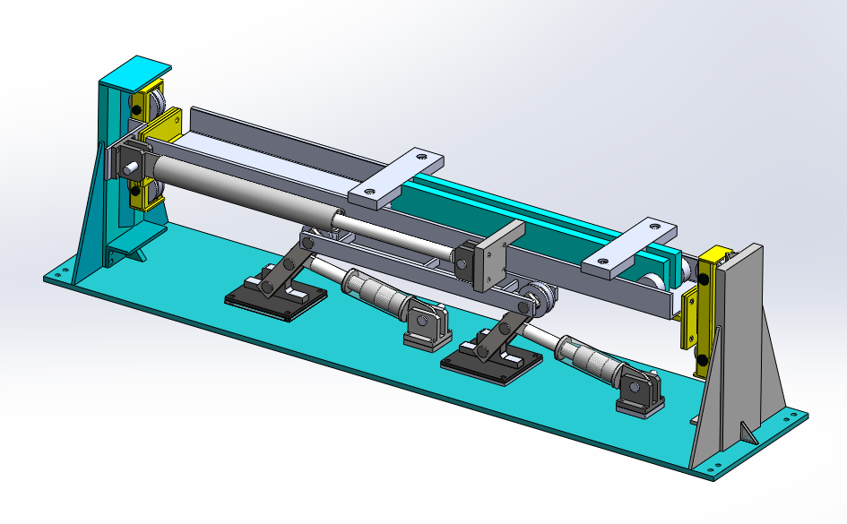 重型焊接H型钢梁翻转装置3D图纸 Solidworks设计