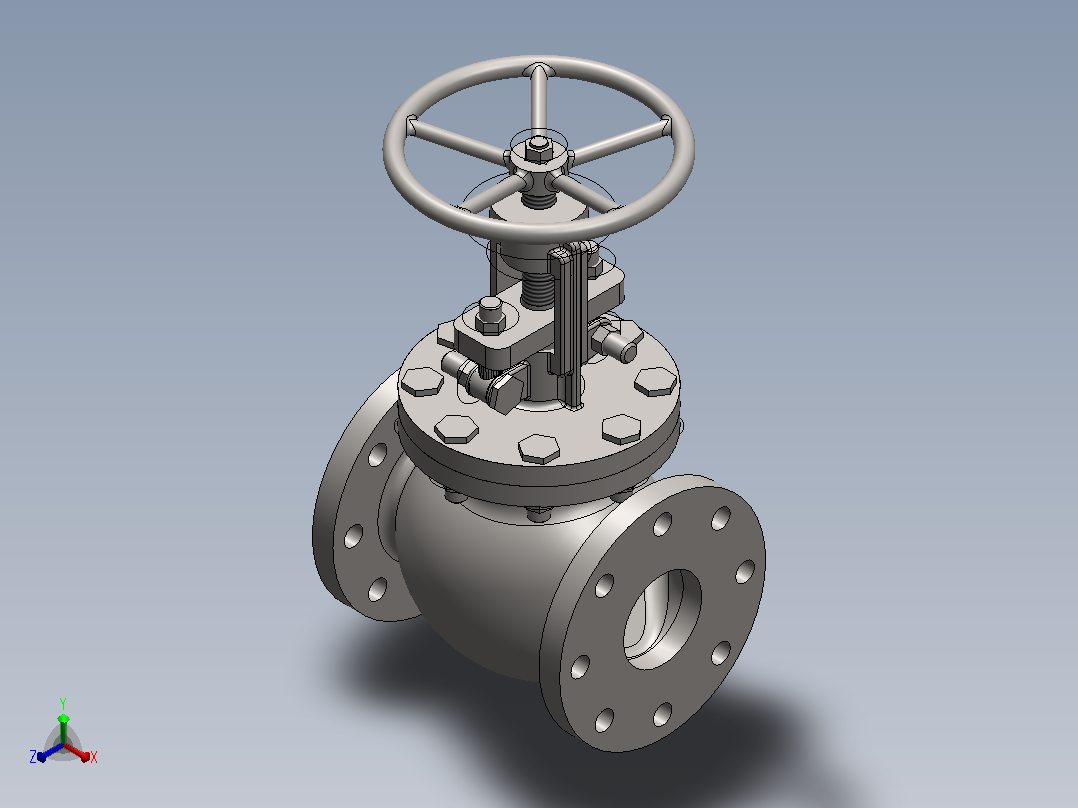 Solidworks中的SDNR阀门设计主视图