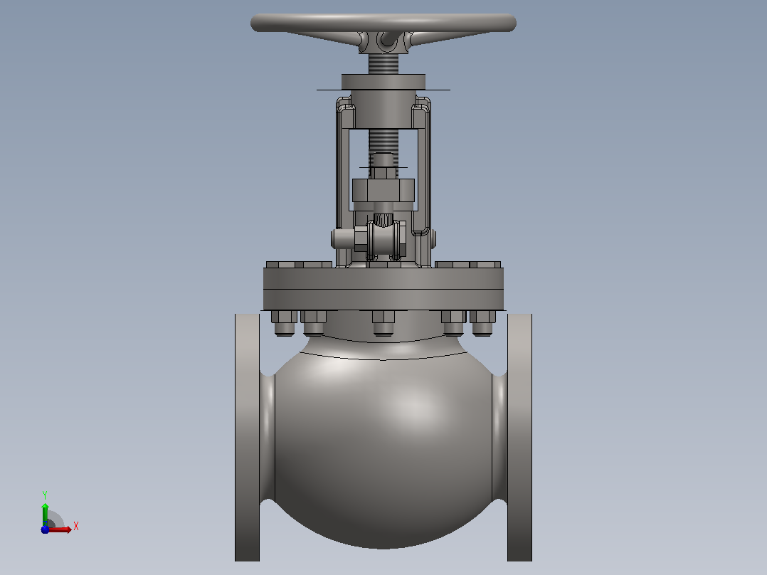 Solidworks中的SDNR阀门设计前视图