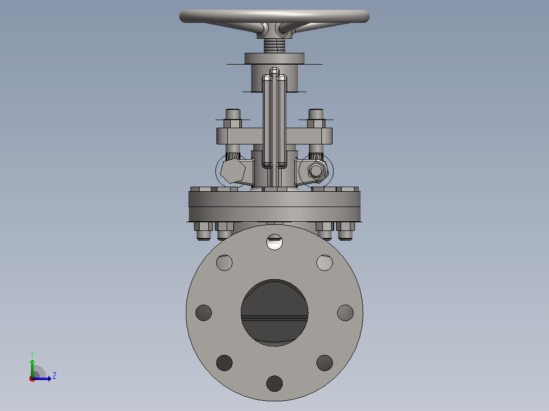 Solidworks中的SDNR阀门设计左视图