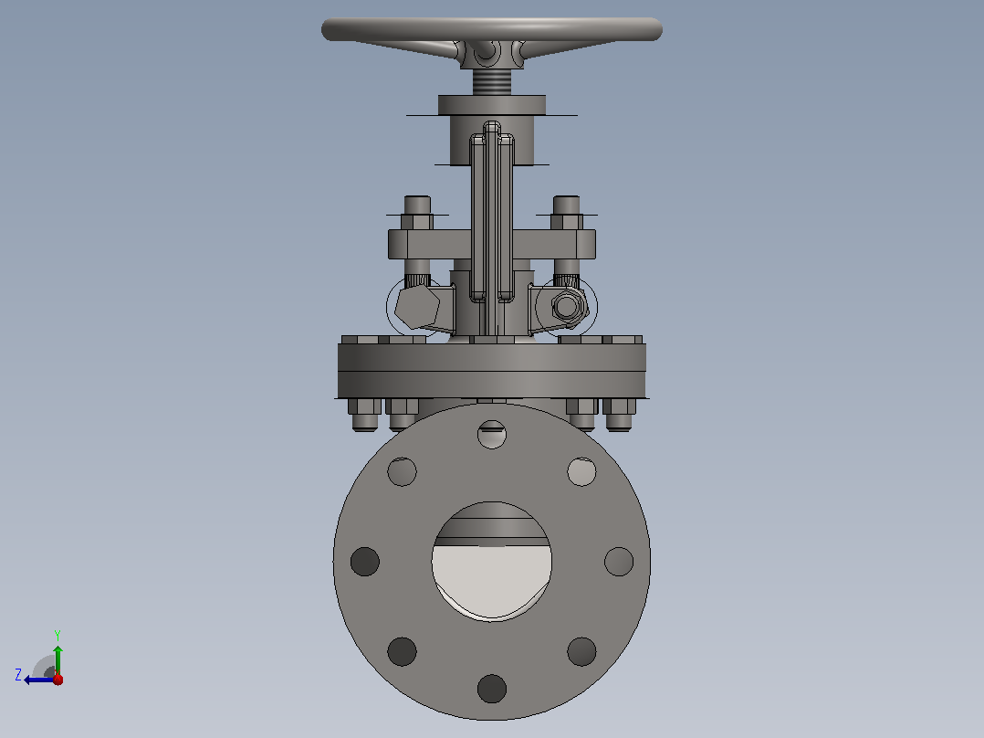 Solidworks中的SDNR阀门设计右视图