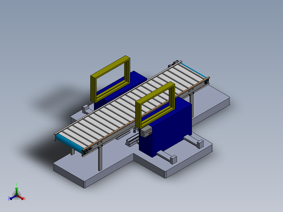 间距可调的纸箱打捆机正等轴测图