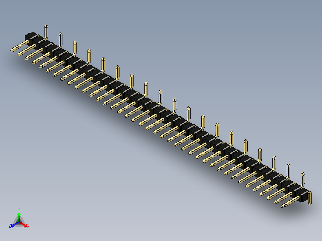 彩色公排针 100mil 2.54mm 系列-DS1022_black_39p_100mil_Type_SMT_R2_rev1.0主视图