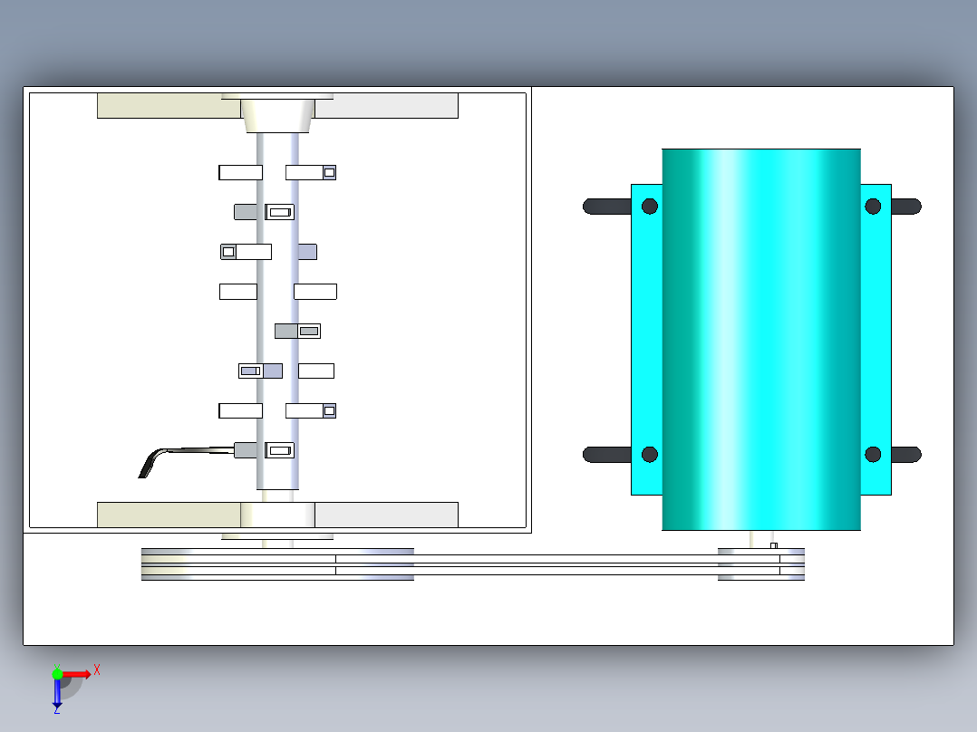 旋耕刀台架试验机俯视图
