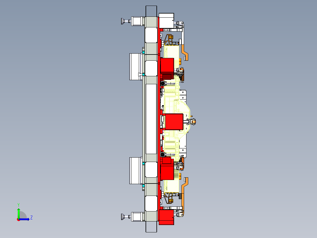 新能源电车电池托盘气动夹具左视图