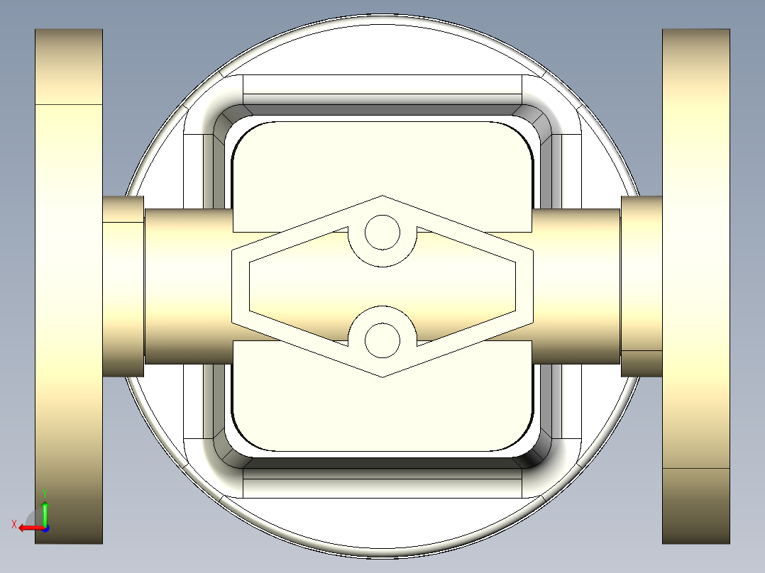 6DKMOMCP NO-DA 气动隔膜阀、常开型双作用，固定法兰，钻孔PN10 16。面对面根据EN 558-1 PP-H后视图