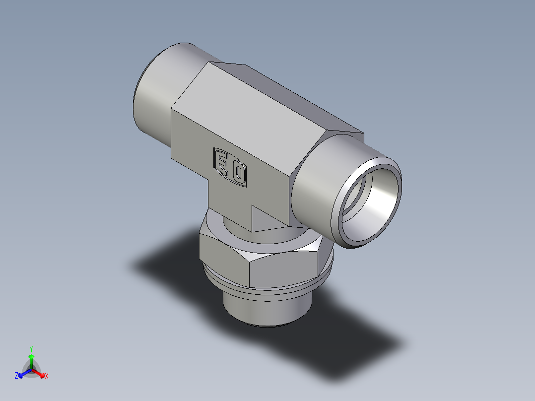 卡套式工业通用硬管接头EO_Adjustable_locknut_branch_tee_TEE12LMOMDCF主视图