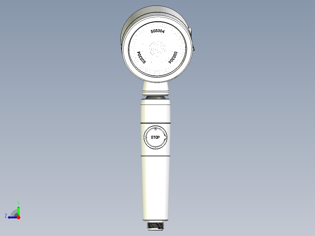 手持三挡增压可调流量360度旋转花洒（带过滤器）右视图