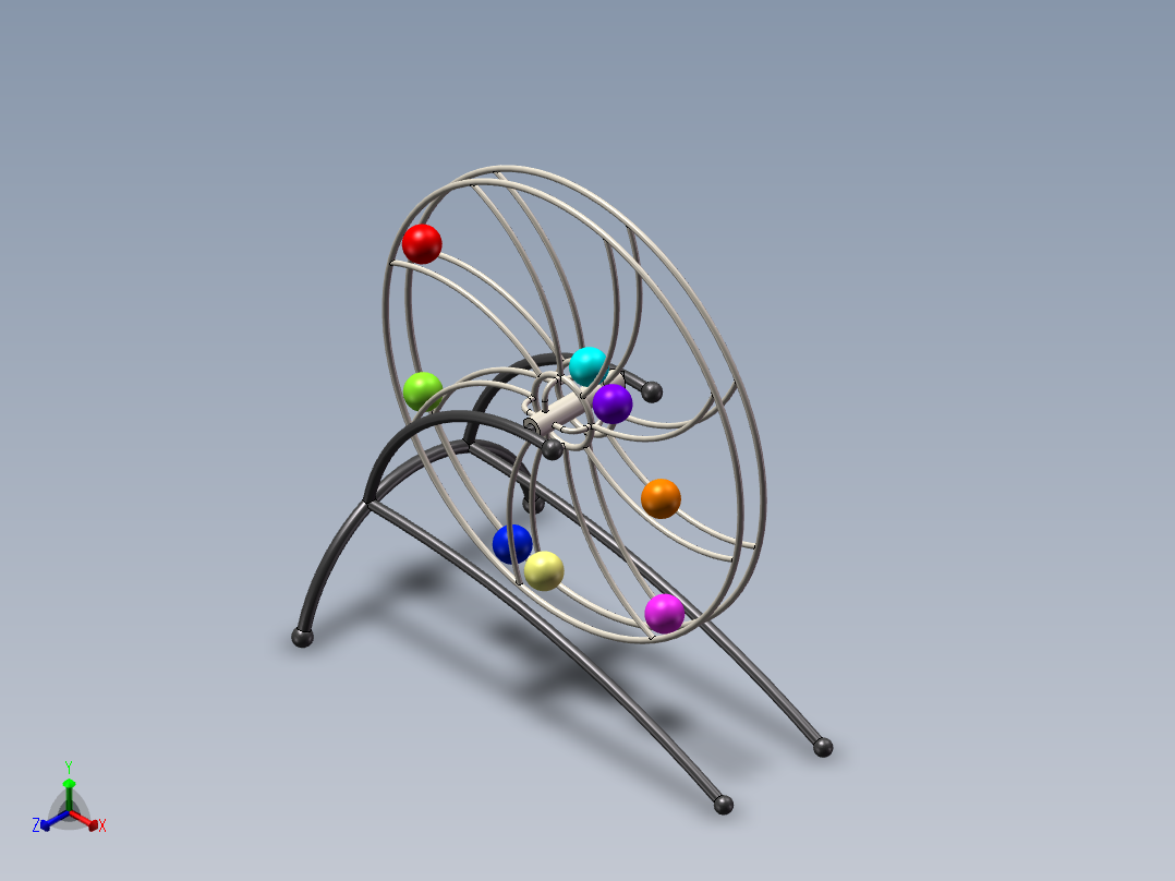 台式钢球玩具正等轴测图