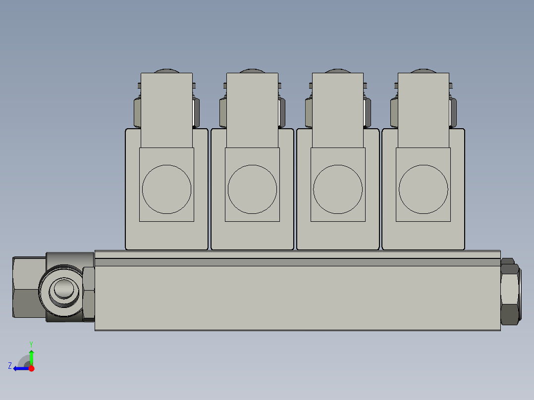 充气气密汇流排组件右视图