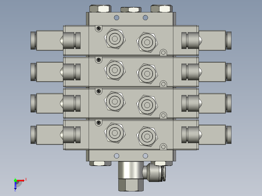 充气气密汇流排组件俯视图