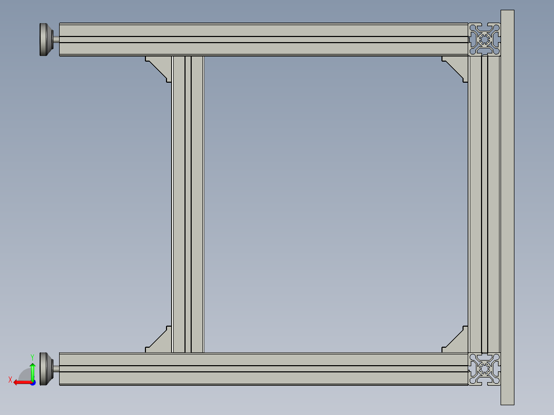 注塑车间塑胶件自动攻牙生产线设计-50型材标准桌子-0后视图