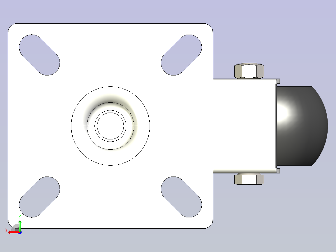 LE-FHL复合脚轮LE-FHL-2寸后视图
