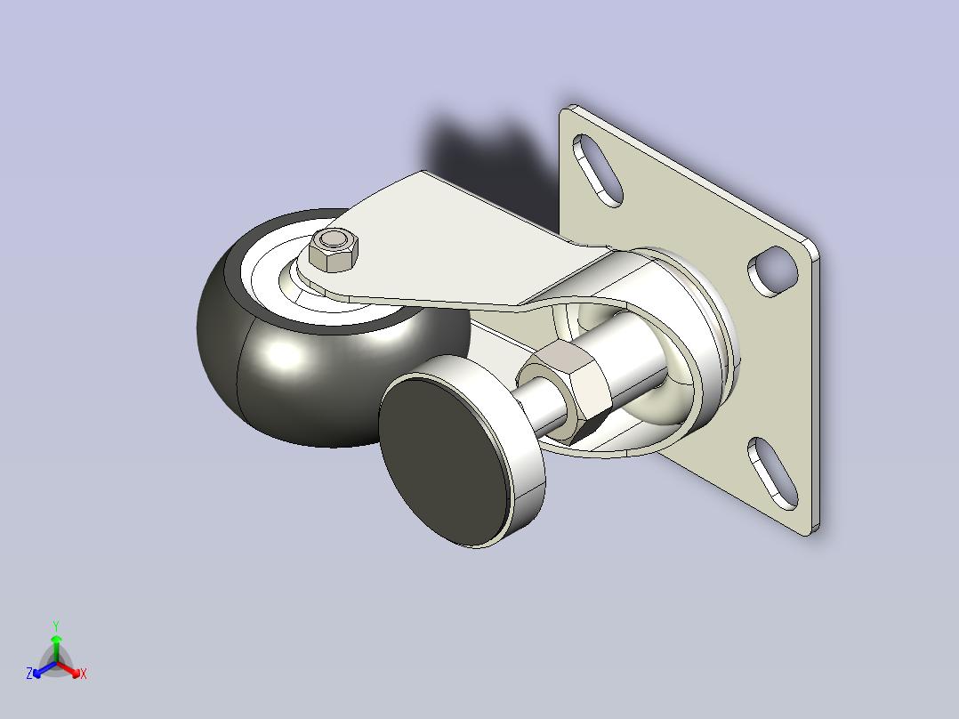 LE-FHL复合脚轮LE-FHL-2寸正等轴测图