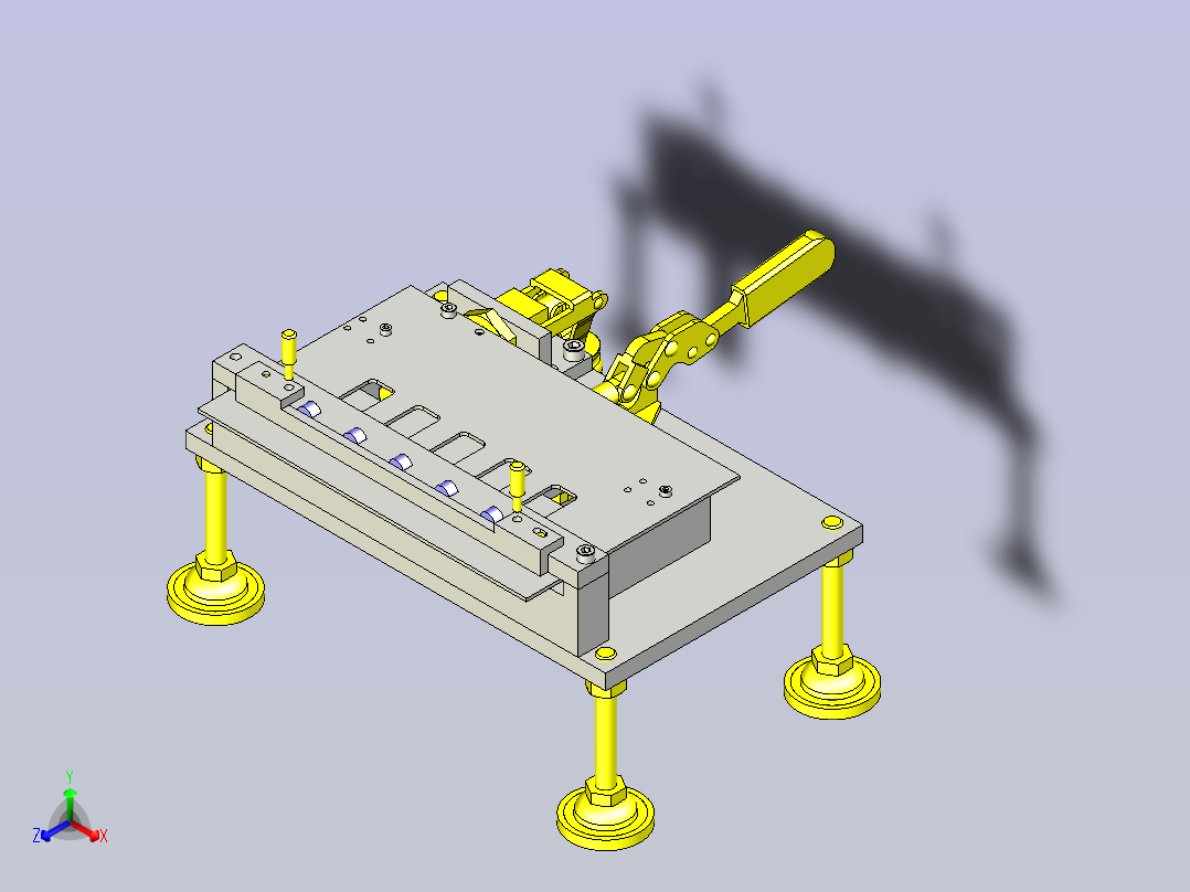一款联引脚成形夹具3D图纸正等轴测图