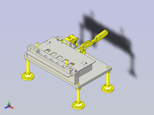 一款联引脚成形夹具3D图纸正等轴测缩略图