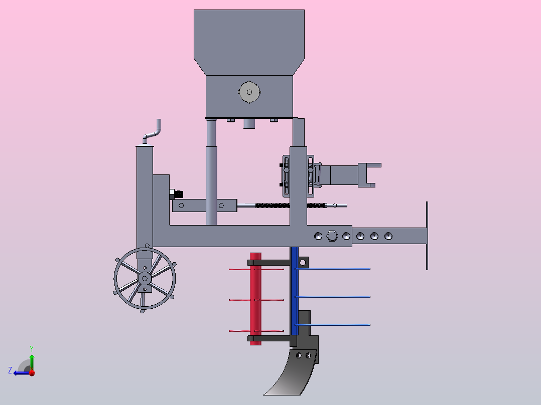 一种与微耕机配套的播种施肥机右视图