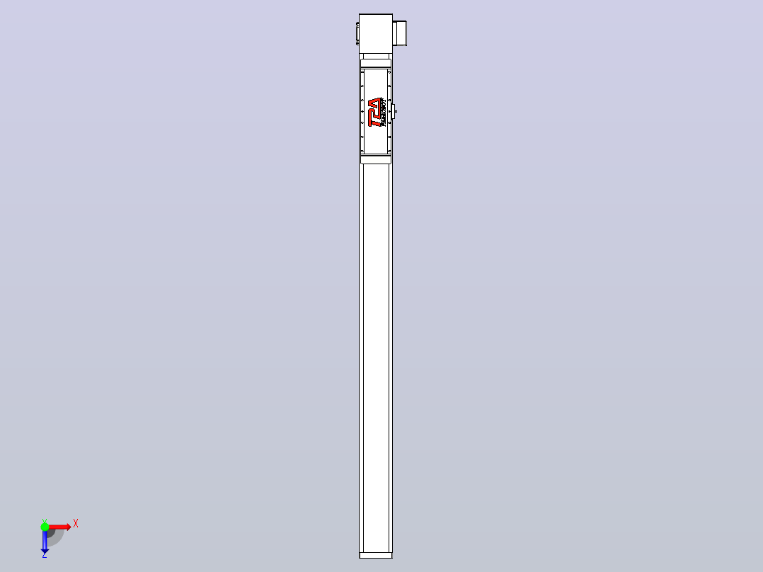 伺服电机集成皮带传动直线执行器TPA-OCB-120-224-L1250-LP-P75-N3俯视图