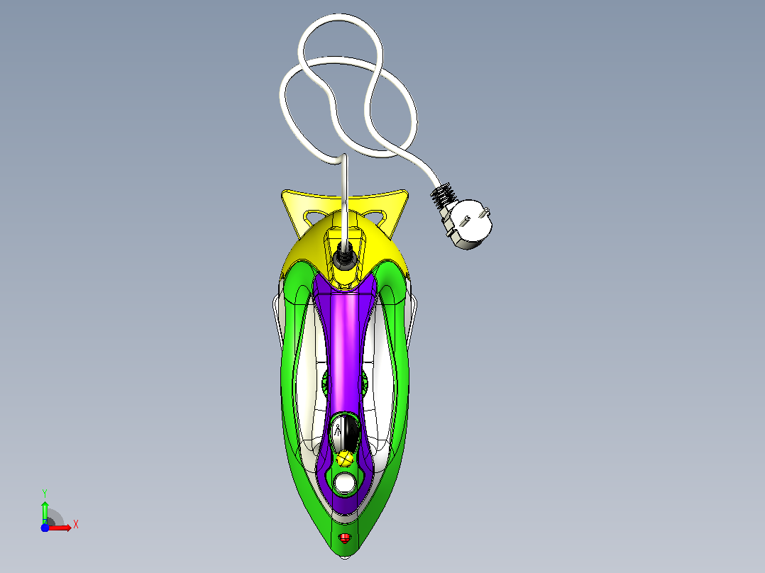 蒸汽熨斗的CATIA V5 r21模型前视图