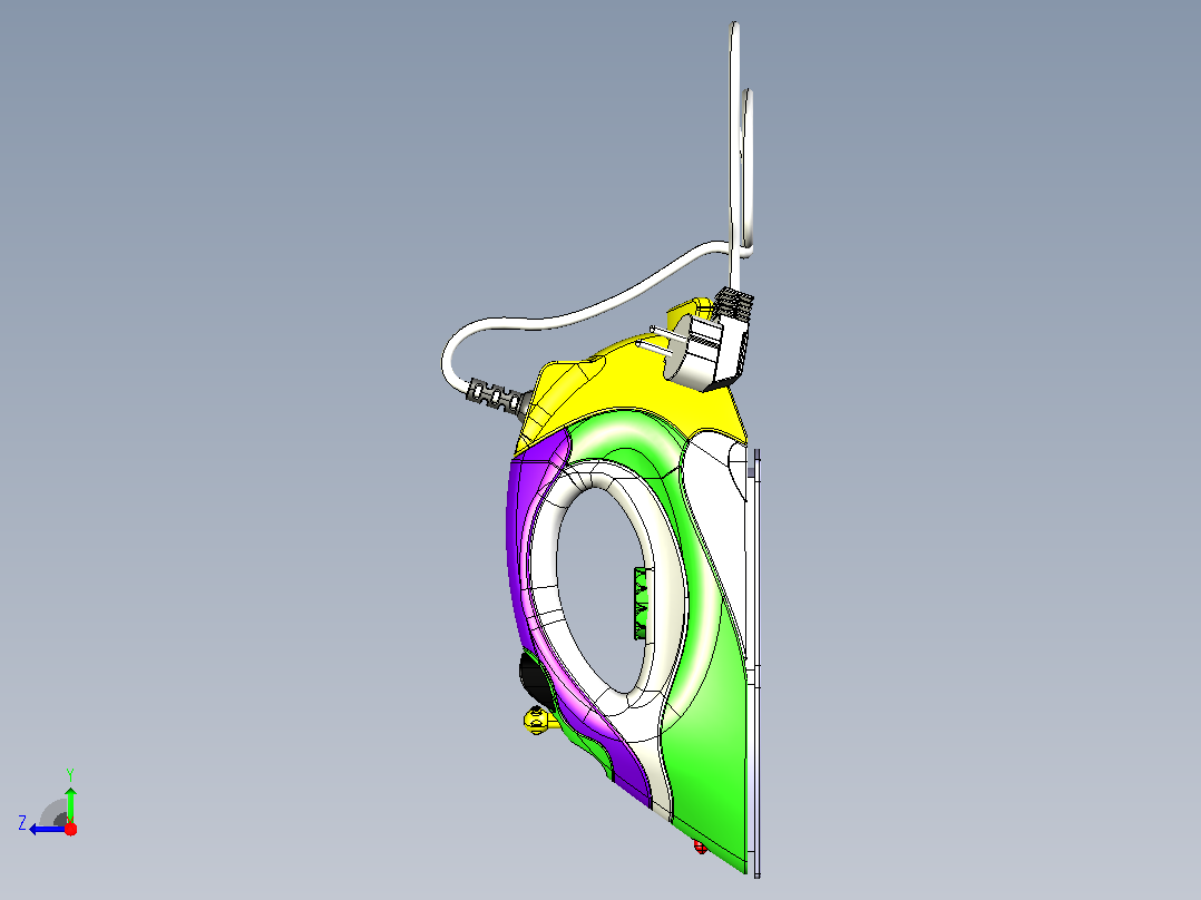 蒸汽熨斗的CATIA V5 r21模型右视图