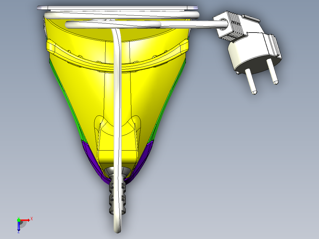 蒸汽熨斗的CATIA V5 r21模型俯视图