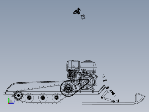 Mini Snow Bike雪地摩托车3D图纸 STP格式左视缩略图
