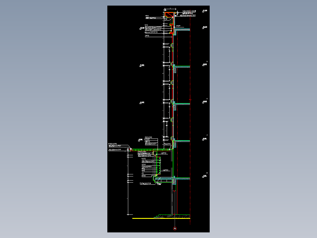 某地铝塑板玻璃幕墙竖剖节点图CAD图纸