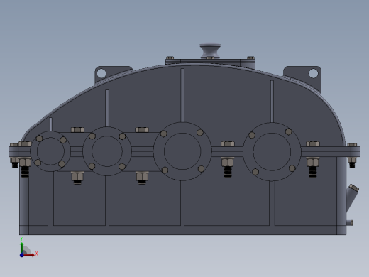 三级圆柱直齿轮减速箱3D图纸 Solidworks设计前视缩略图