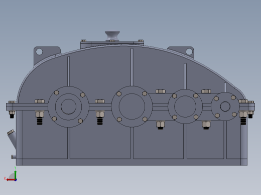 三级圆柱直齿轮减速箱3D图纸 Solidworks设计后视缩略图