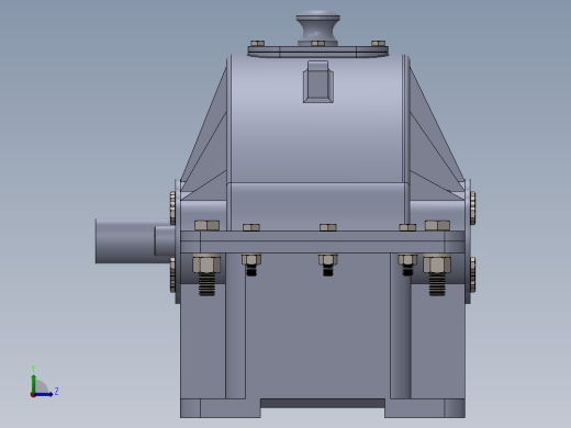 三级圆柱直齿轮减速箱3D图纸 Solidworks设计左视缩略图