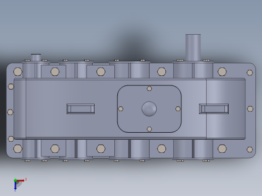 三级圆柱直齿轮减速箱3D图纸 Solidworks设计俯视缩略图