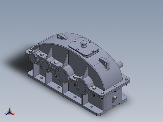 三级圆柱直齿轮减速箱3D图纸 Solidworks设计正等轴测缩略图