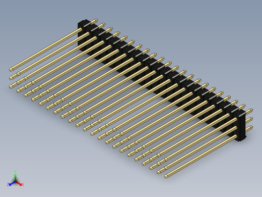 彩色公头100mil（2.54mm）系列-DS1021_black_3x22p_100mil_Type43_rev1.0正等轴测缩略图