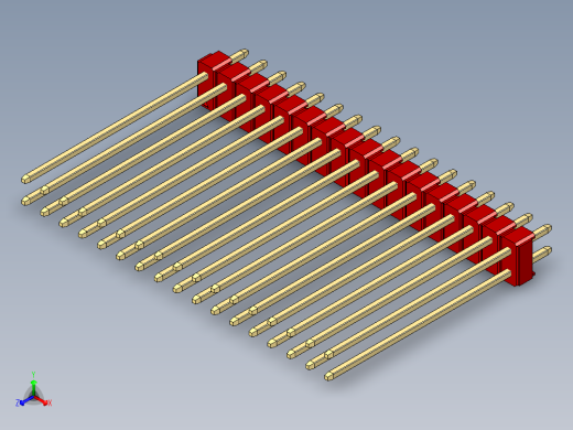 彩色公头100mil（2.54mm）系列-DS1021_red_2x17p_100mil_Type43_rev1.0正等轴测缩略图