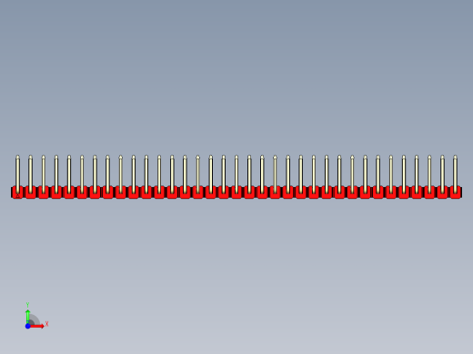 彩色公排针 100mil 2.54mm 系列-DS1022_red_35p_100mil_TypeU_rev1.0前视缩略图