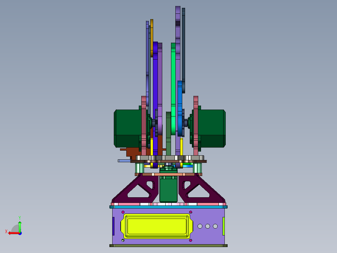 三自由度3D打印机械手臂后视图