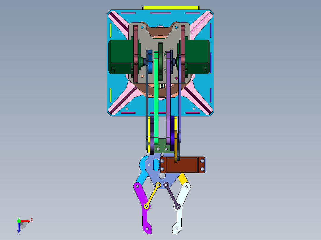 三自由度3D打印机械手臂俯视图