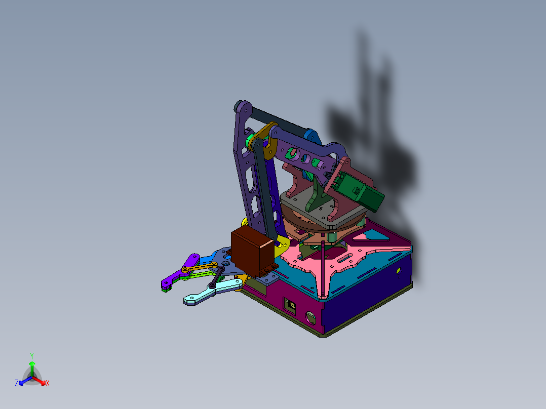 三自由度3D打印机械手臂正等轴测图