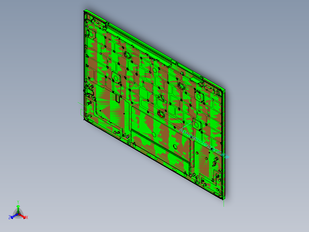 包胶版笔记本C壳精铣内腔程序模型正等轴测图