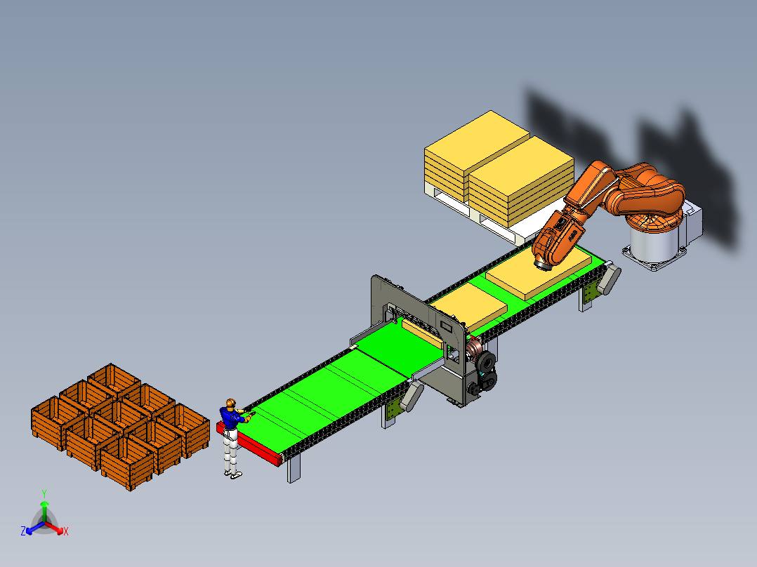大型书籍切割生产线正等轴测图