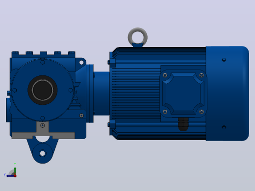 SAT47带防转臂空心轴安装斜齿-蜗轮蜗杆减速机SAT47-Y1.5-4P-11.46-M1-0°-B右视缩略图