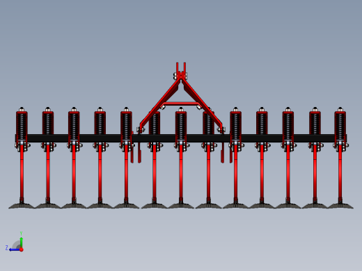 kazayagi铁撬式耕耘机构3D图纸 Solidworks设计(1)右视缩略图