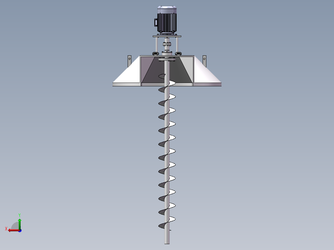 螺旋蛟龙式挖掘器3d图纸翻粮器sw图纸螺旋搅拌器3d图纸三维模型后视图