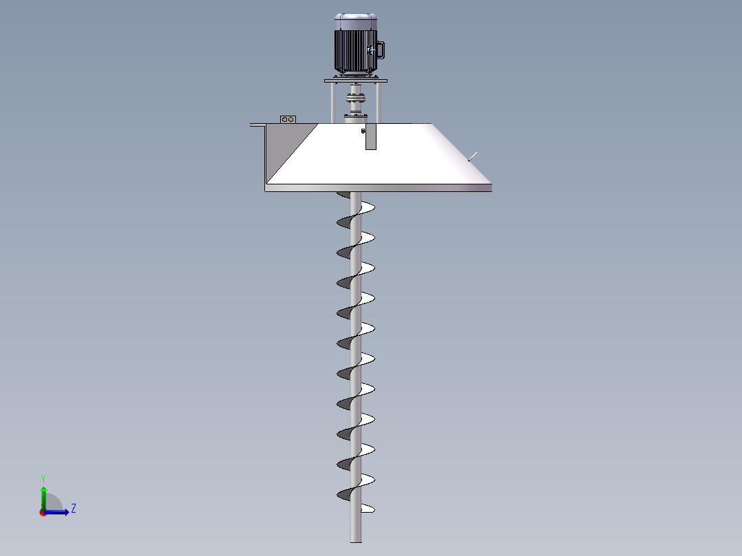 螺旋蛟龙式挖掘器3d图纸翻粮器sw图纸螺旋搅拌器3d图纸三维模型左视图